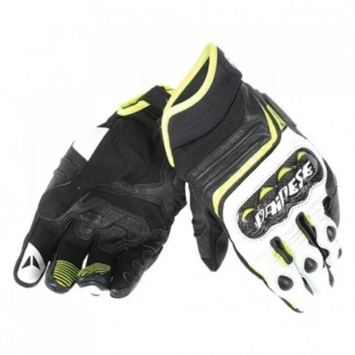 Dainese Carbon D1 Short Black White Fluo-Yellow Gloves Black White Fluo-Yellow -Accessoires Moto dainese carbon d1 short black white fluo yellow gloves black white fluo yellow 1