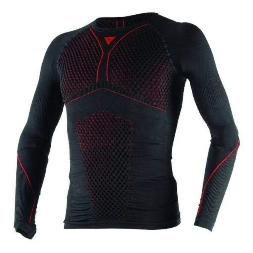 Dainese D-Core Thermo Tee LS Black Red -Accessoires Moto dainese d core thermo tee ls black red base layers underwear onderkleding funktionsbekleidung sous vetement technique 1 3